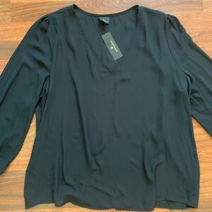 Black Blouse NWT by Worthington Size XXL Women JCPenney New Office Dressy Career